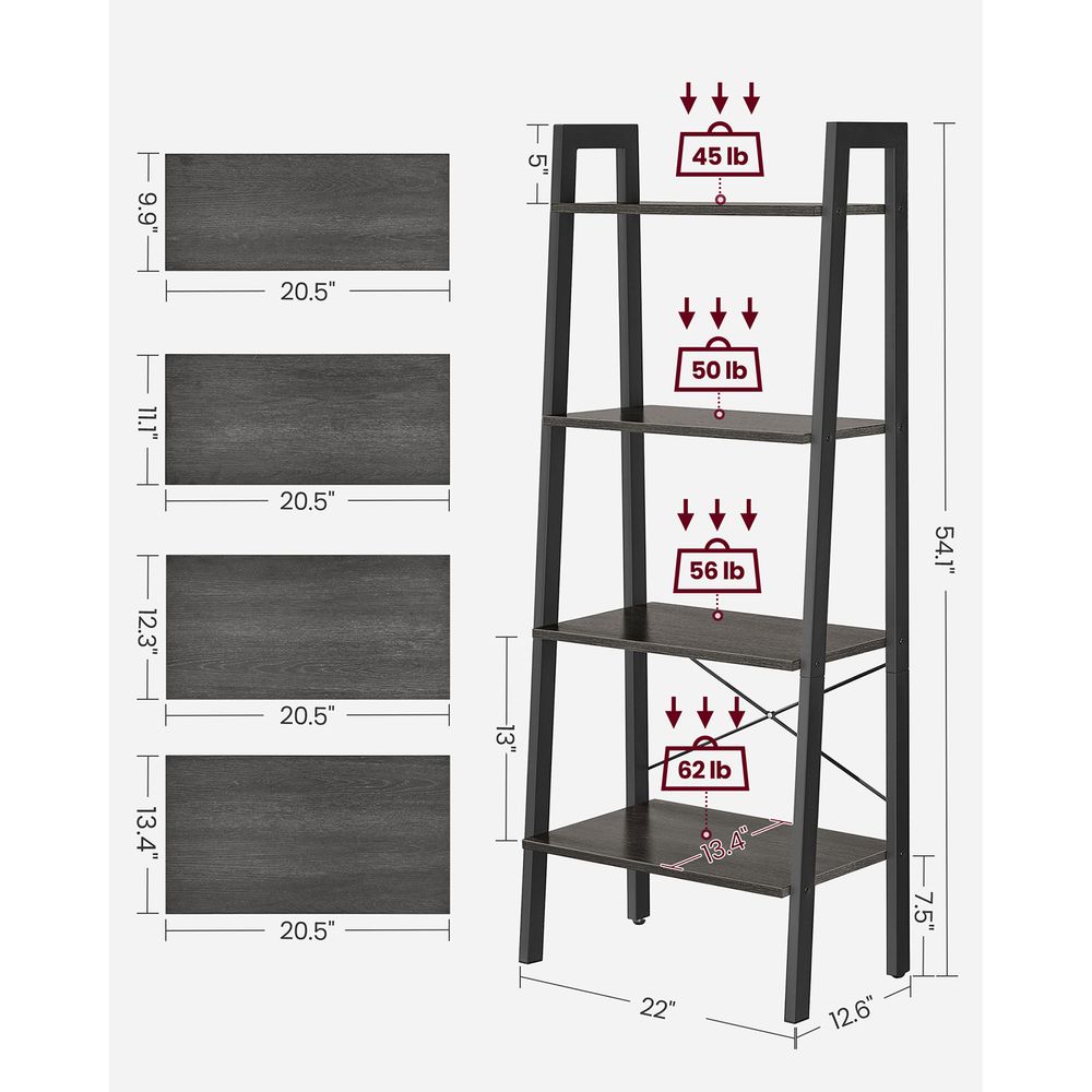 VASAGLE 4-Tier Ladder Shelf with Steel Frame