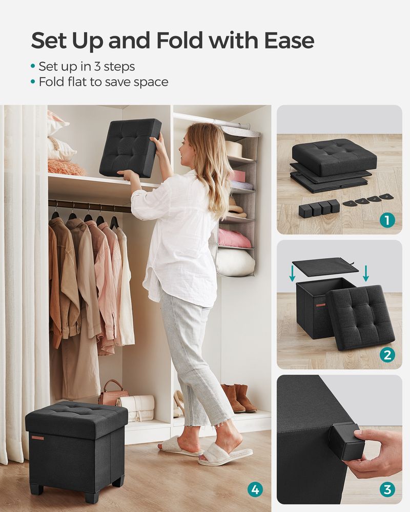SONGMICS Small Ottoman Foot Rest with Legs