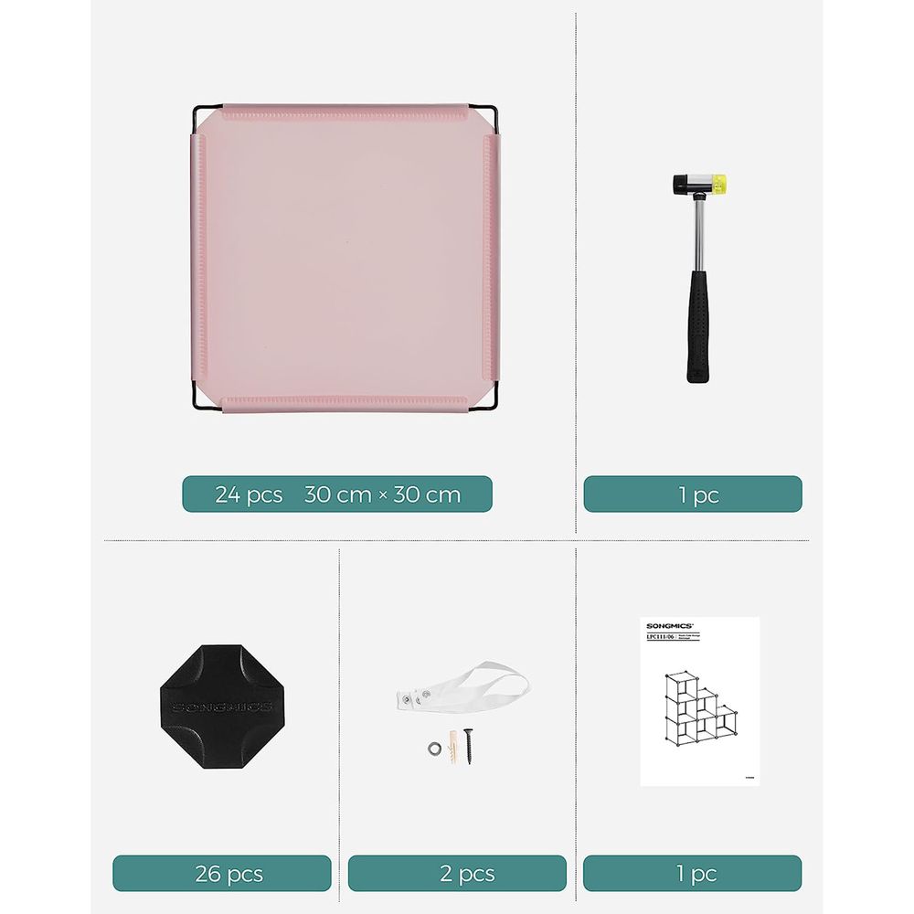 SONGMICS 6 Cube Storage Organizer with Feet and Rubber Mallet