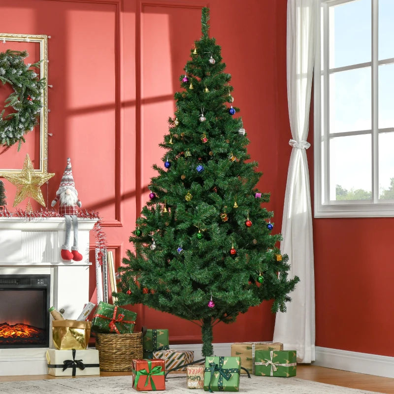 HOMCOM Green Artificial Christmas Tree with Ornaments, Holiday Xmas Decoration for Home, Office & Party