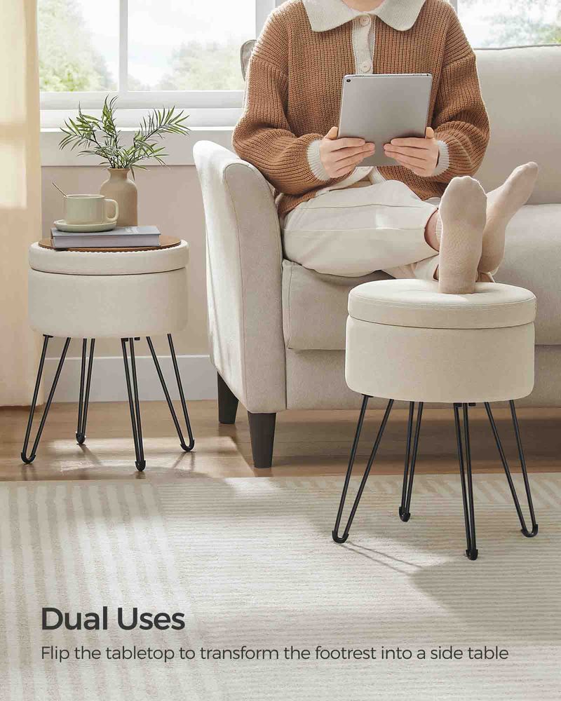 SONGMICS Small Ottoman Stool with Storage