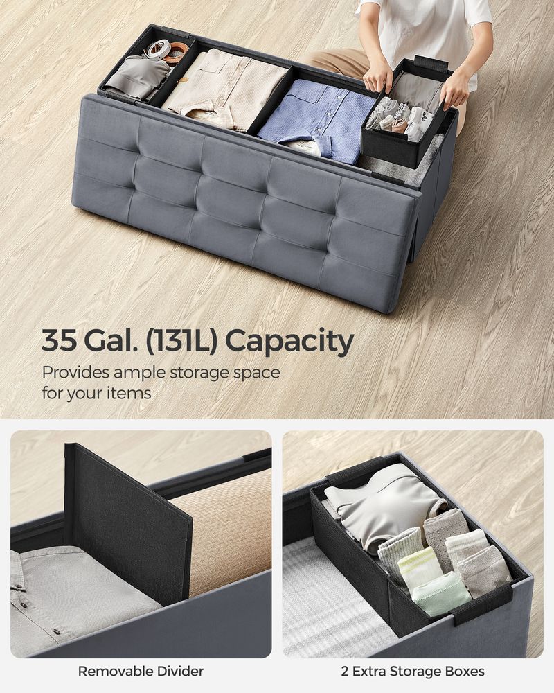 SONGMICS Storage Ottoman Bench with Storage Chest, Load up to 660 lb
