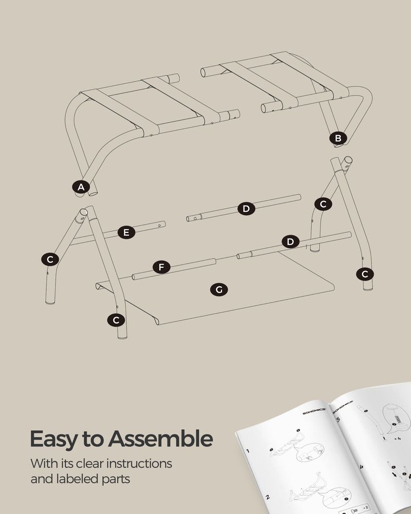 SONGMICS Black Foldable Luggage Rack