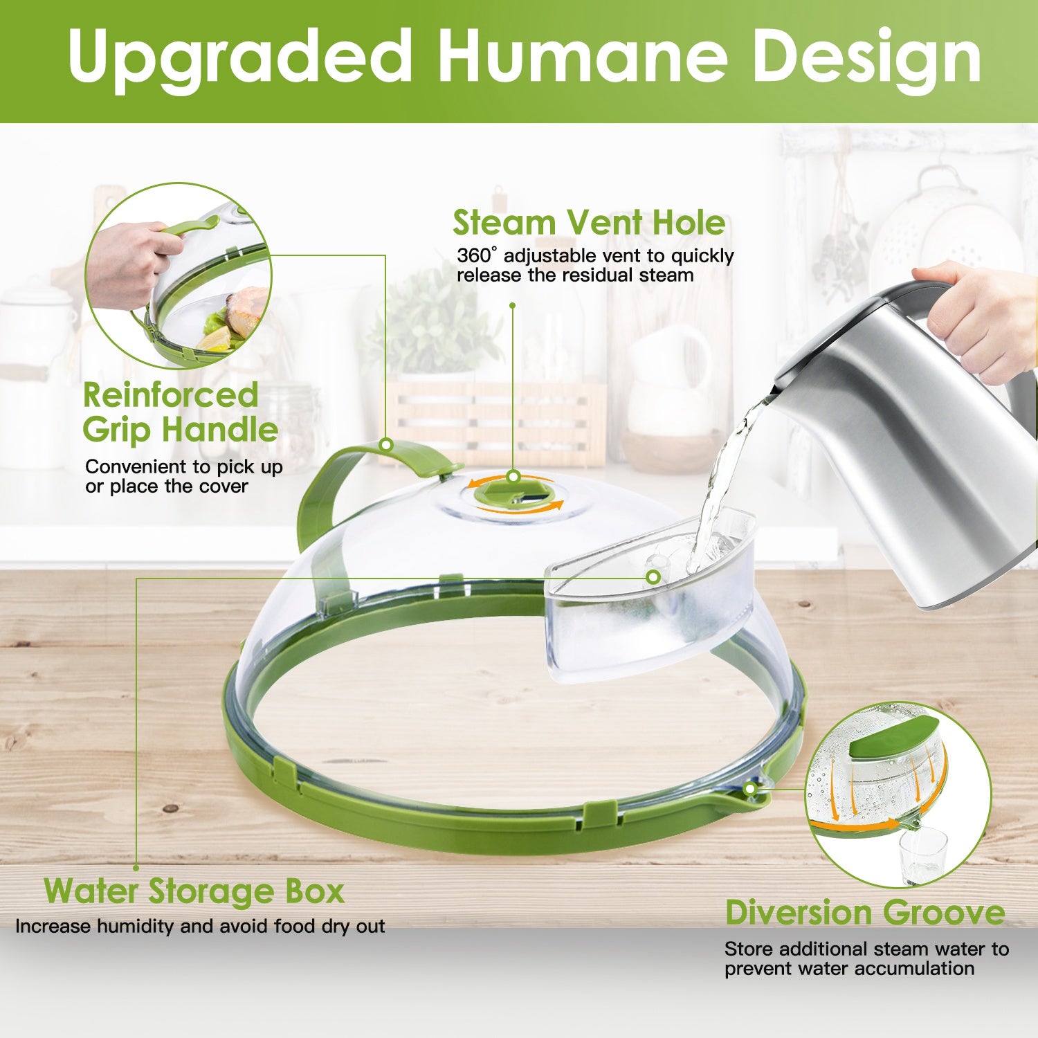 2Pcs Transparent Microwave Covers for Food Splatter Cover Lid Food Splatter Guard Protector with Handle Adjustable Steam Vents Water Storage Box