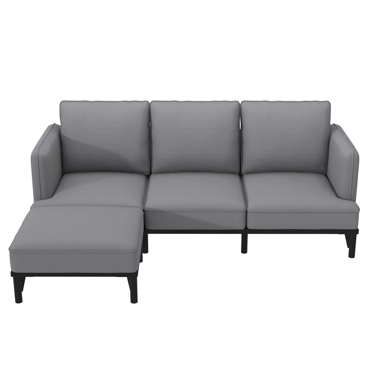 Modular 3-Seater Sofa Bed with Ottoman – Cloud Couch Lounge with Deep Cushions, Grey & Beige