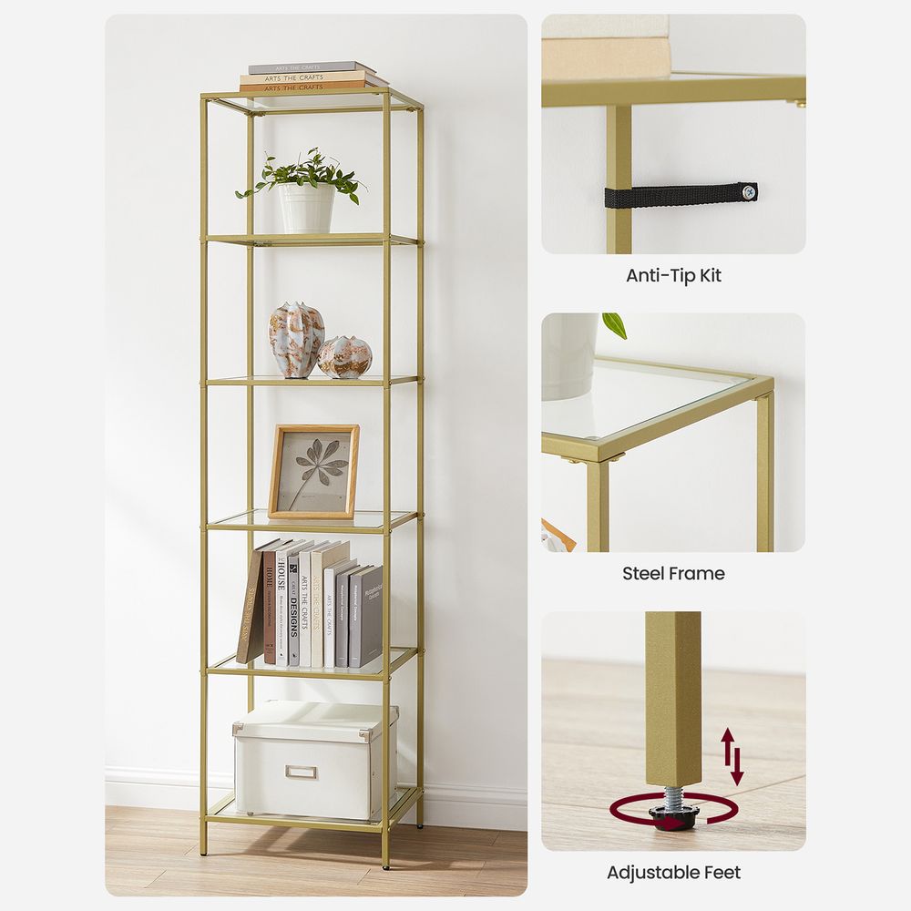 VASAGLE Bookcase, Slim Shelving Unit