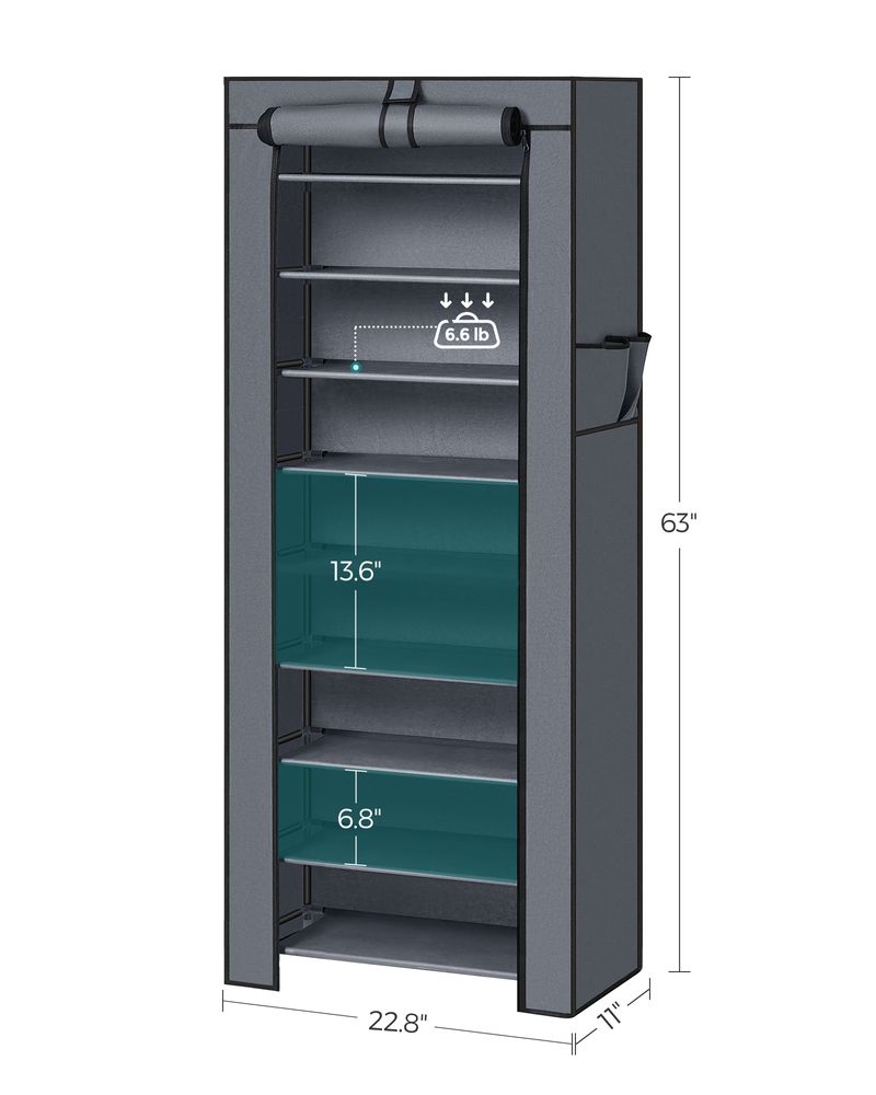 SONGMICS 9 Tier Shoe Rack with Nonwoven Fabric Cover