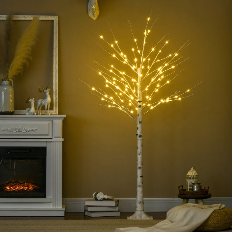 Outsunny Garden Birch Tree Light with 58 Warm LED Lights and 8 Modes, DIY Artificial Lamp for Indoor & Outdoor Parties