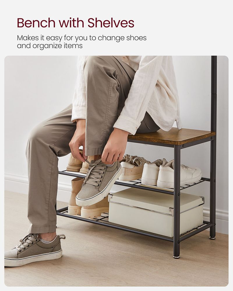 VASAGLE Coat Rack with Shoe Storage Bench