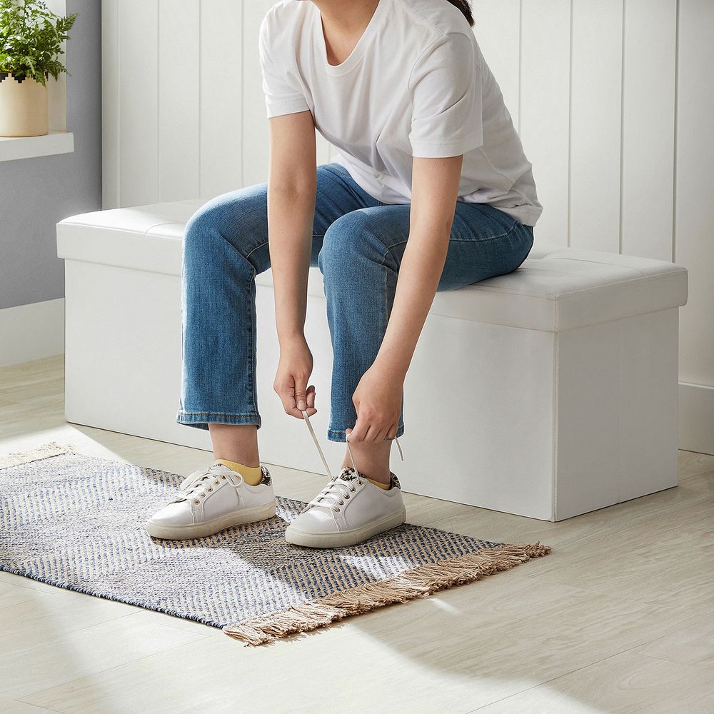 SONGMICS Folding Storage Ottoman Bench with Flipping Lid