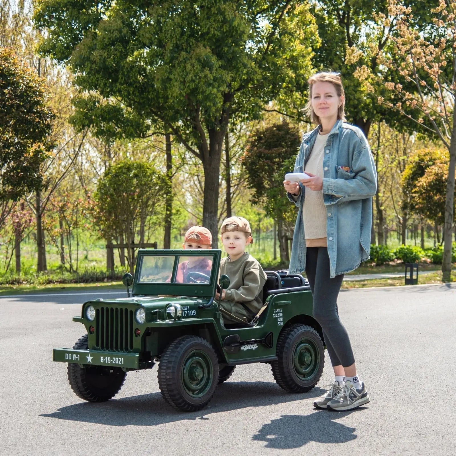 24V Military Willy Truck 3 Seater Electric Ride on
