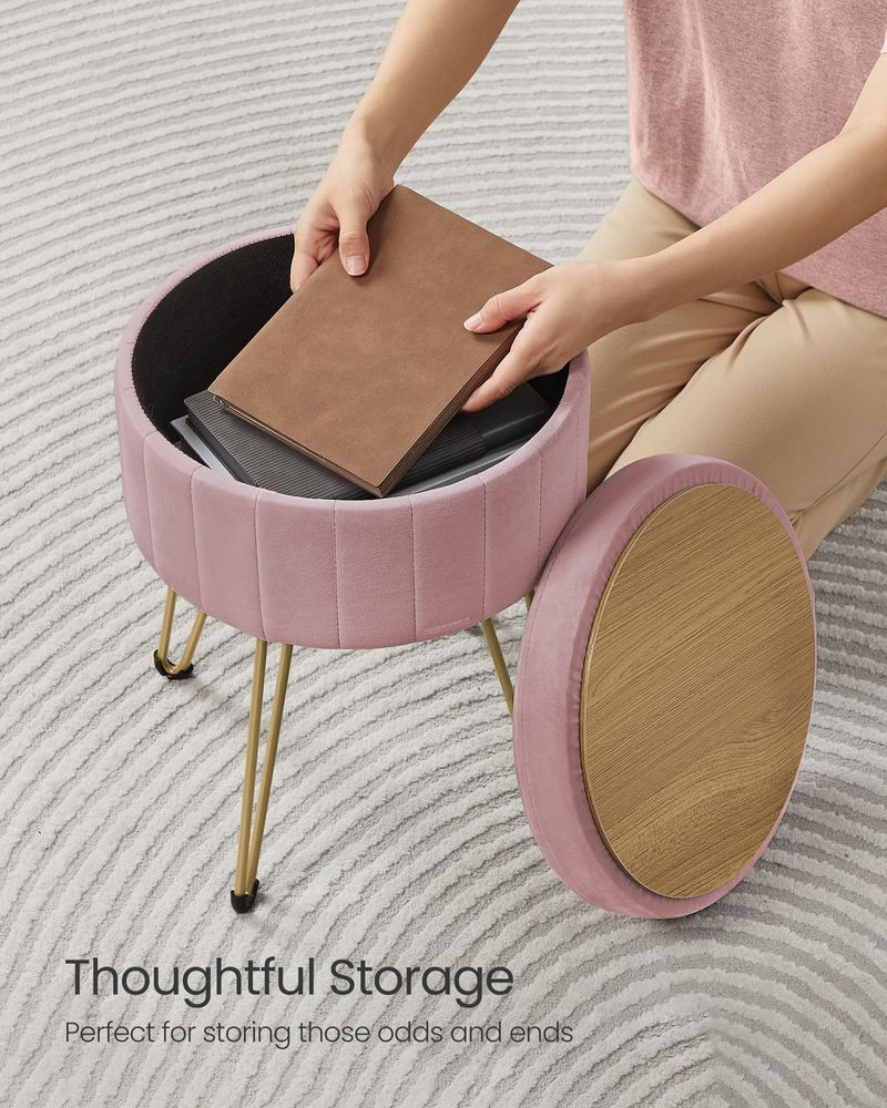 SONGMICS Small Vanity Stool Chair with Storage