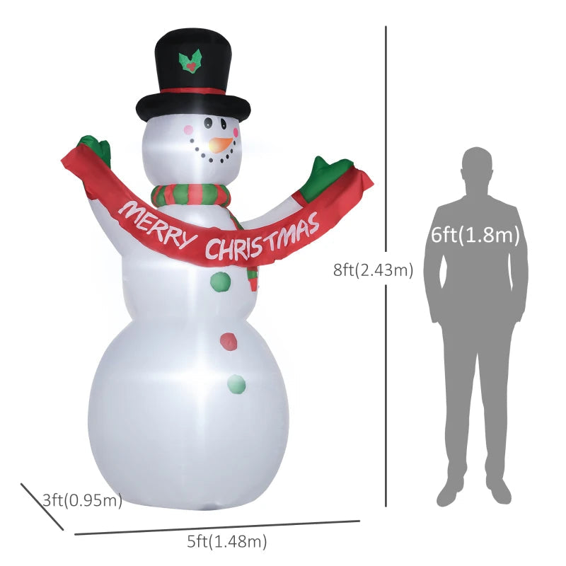 HOMCOM 4FT Inflatable Christmas Snowmen Family, LED Lighted Holiday Blow Up Decoration for Indoor & Outdoor Display
