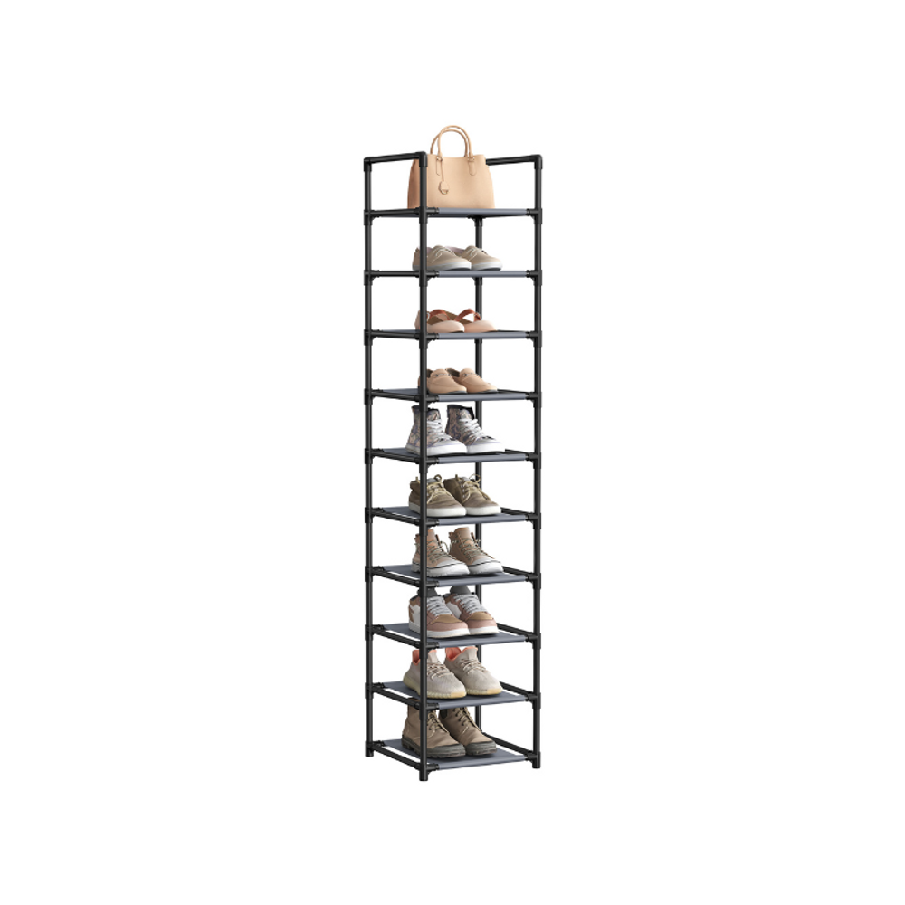 SONGMICS 10-Tier Shoe Shelf with Metal Frame
