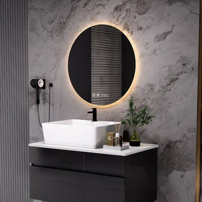 31.5 Inches Wall Mounted Single Bathroom Vanity With Engineered Stone Top