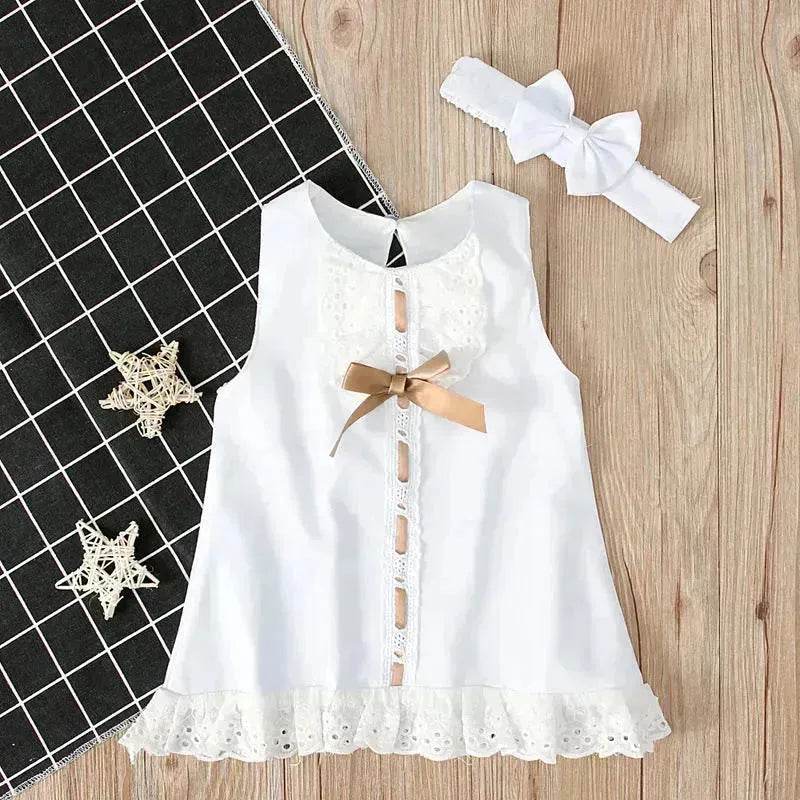 Girls baby sleeveless bow skirt Dress Christening Dress Baby girl Dress Baptism Gown
