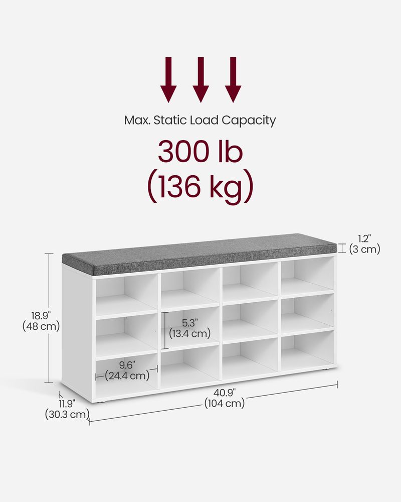 VASAGLE Shoe Bench with Cushion