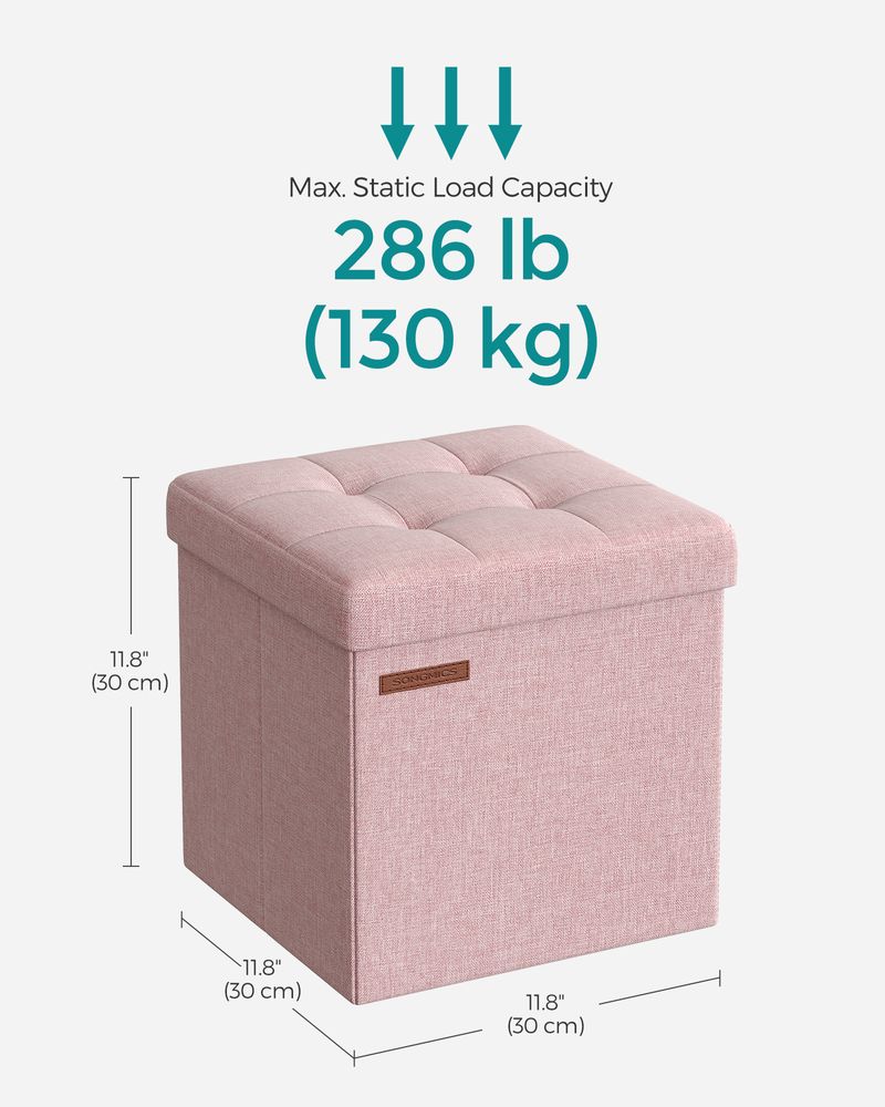 SONGMICS 11.8 Inches Small Folding Storage Ottoman Cube
