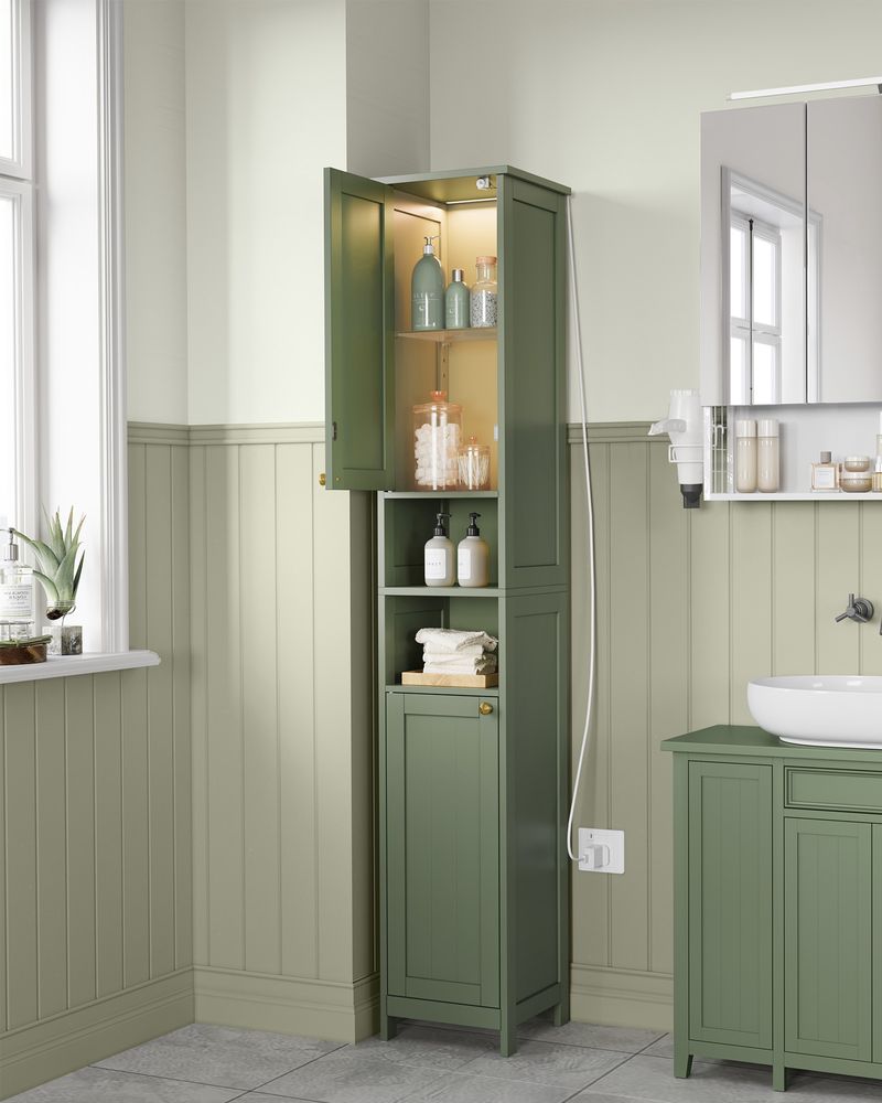 VASAGLE Tall Bathroom Cabinet with Lights