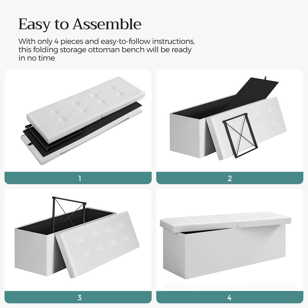 SONGMICS Folding Storage Ottoman Bench with Flipping Lid