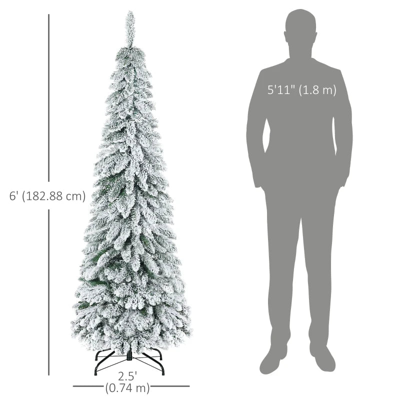 HOMCOM Pencil Christmas Tree, Slim Artificial Xmas Tree in Deep Blue & Mint, Skinny Holiday Decoration for Home & Office