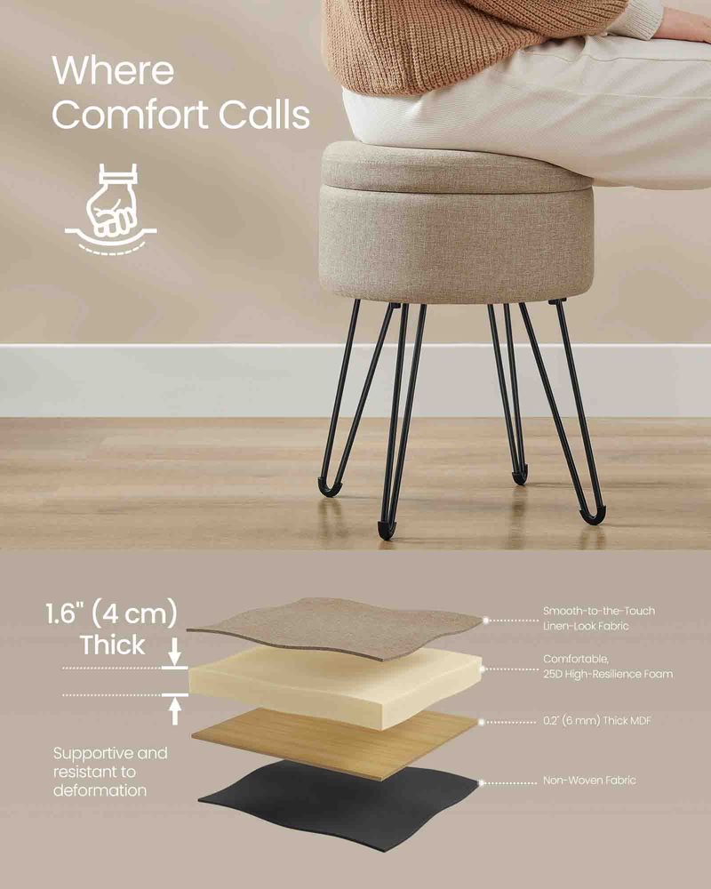 SONGMICS Small Ottoman Stool with Storage