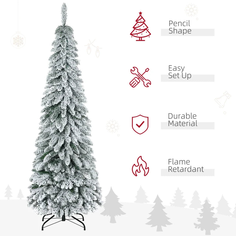 HOMCOM Pencil Christmas Tree, Slim Artificial Xmas Tree in Deep Blue & Mint, Skinny Holiday Decoration for Home & Office