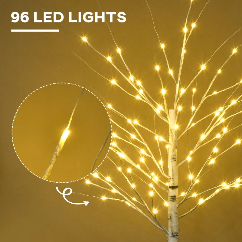 Outsunny Garden Birch Tree Light with 58 Warm LED Lights and 8 Modes, DIY Artificial Lamp for Indoor & Outdoor Parties