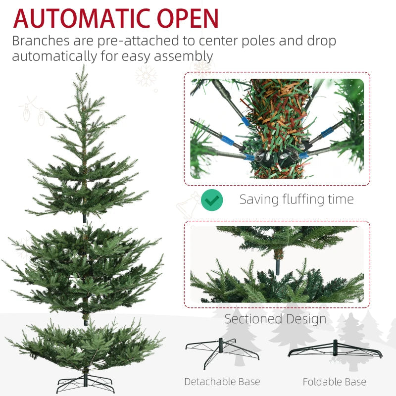HOMCOM Artificial Christmas Tree with Metal Base, Classic Green Xmas Tree for Holiday Decoration