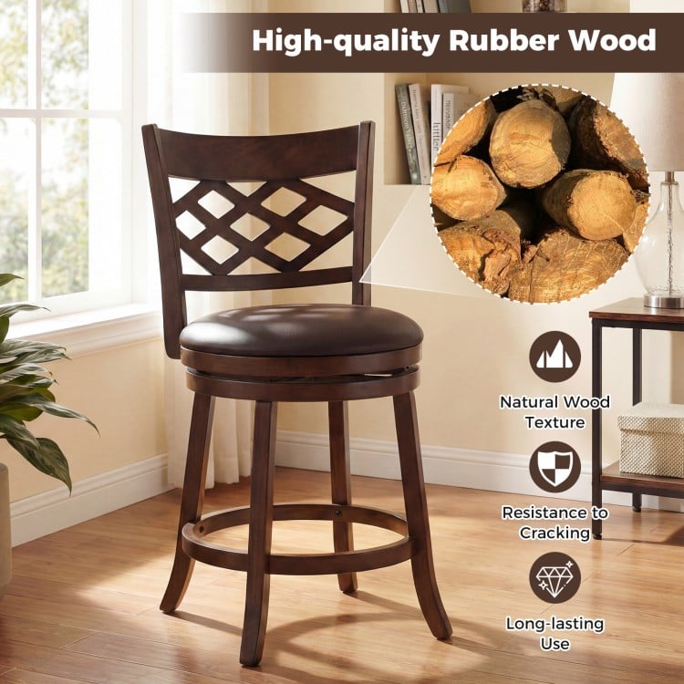 31 Inch Counter Height Bar Stools Set of 2 with Rubber Wood Frame-31 Inch