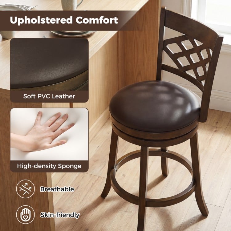31 Inch Counter Height Bar Stools Set of 2 with Rubber Wood Frame-31 Inch