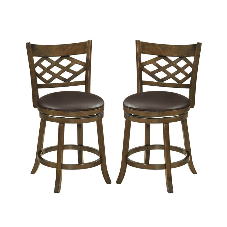 31 Inch Counter Height Bar Stools Set of 2 with Rubber Wood Frame-31 Inch