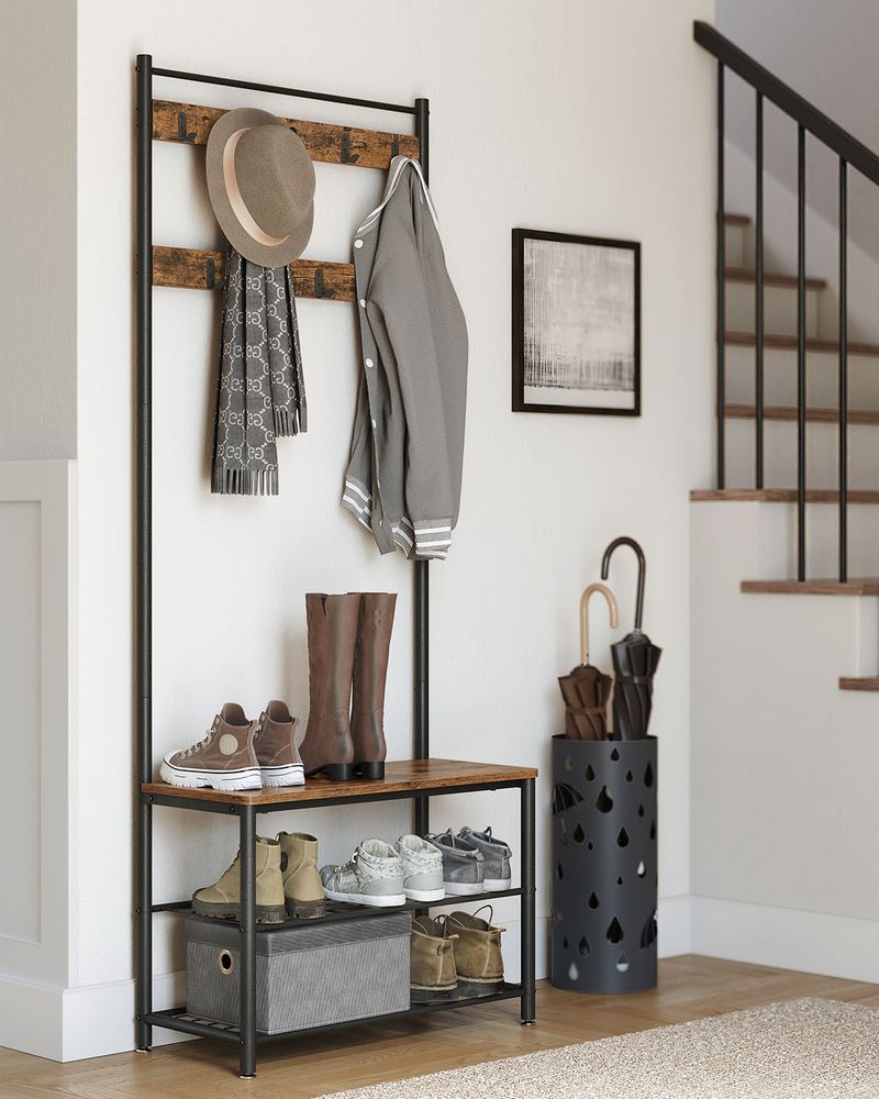 VASAGLE Coat Rack with Shoe Storage Bench