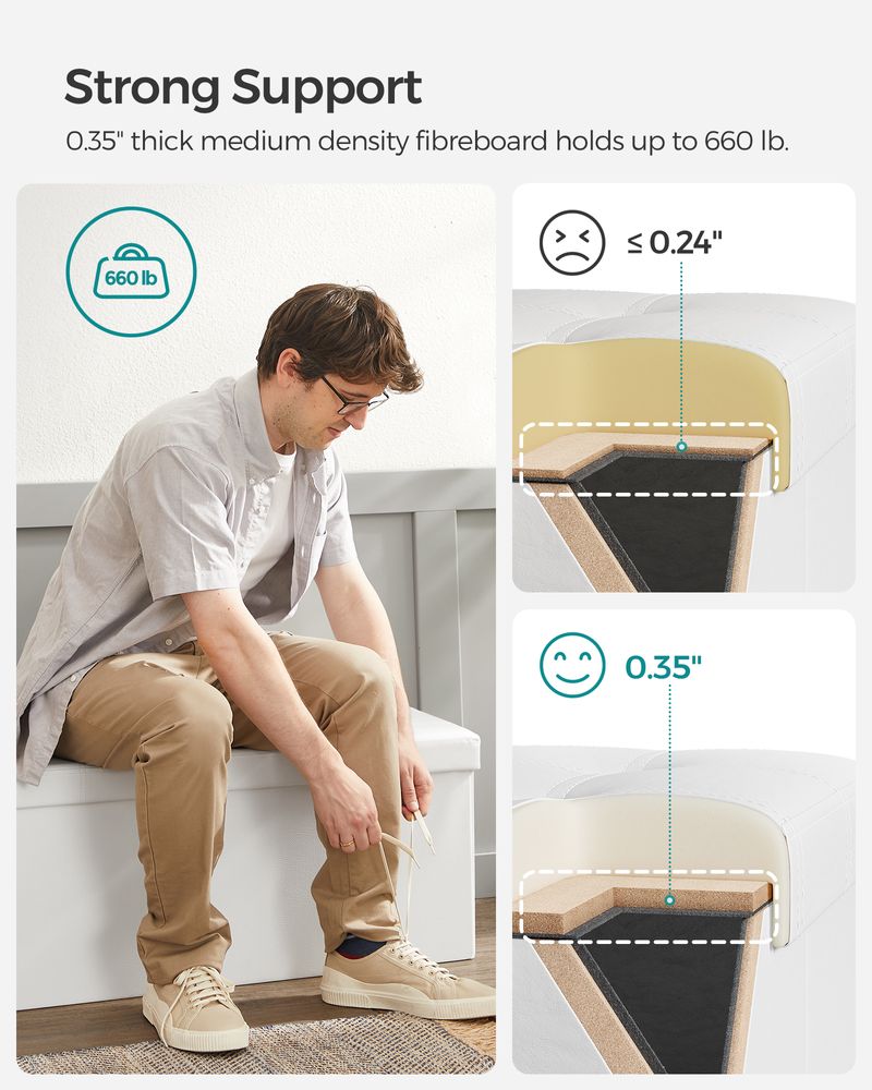 SONGMICS Folding Storage Ottoman Bench