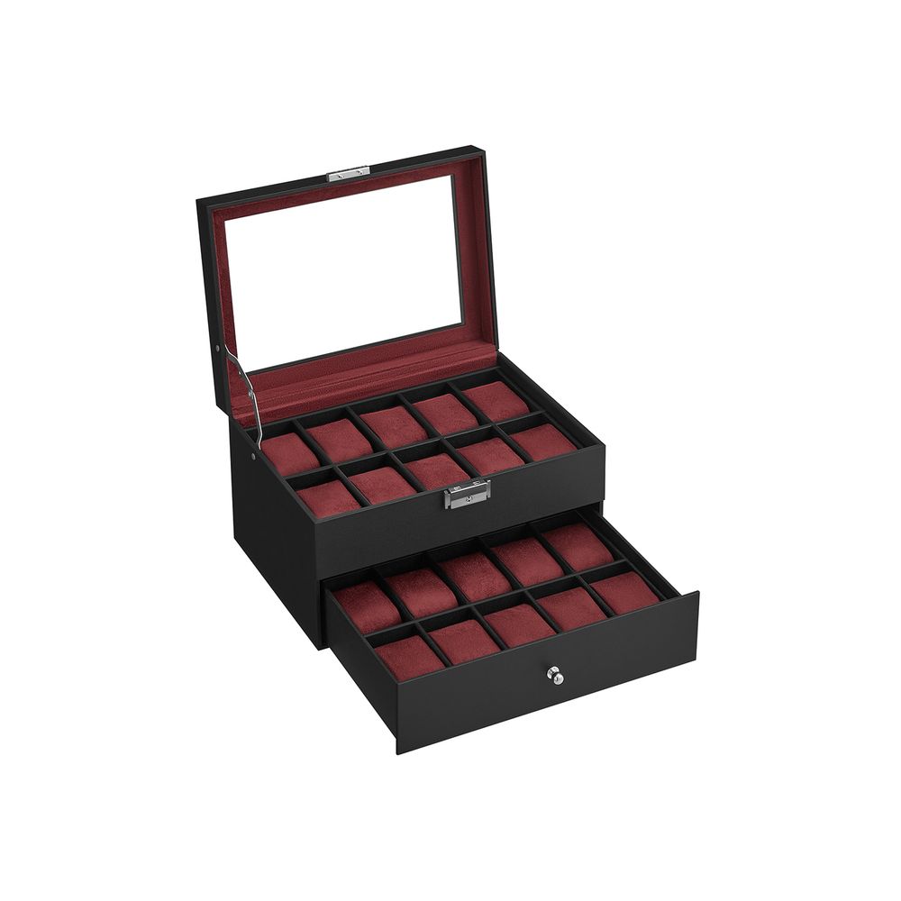 SONGMICS 16 & 20-Slot Watch Box with Glass Lid