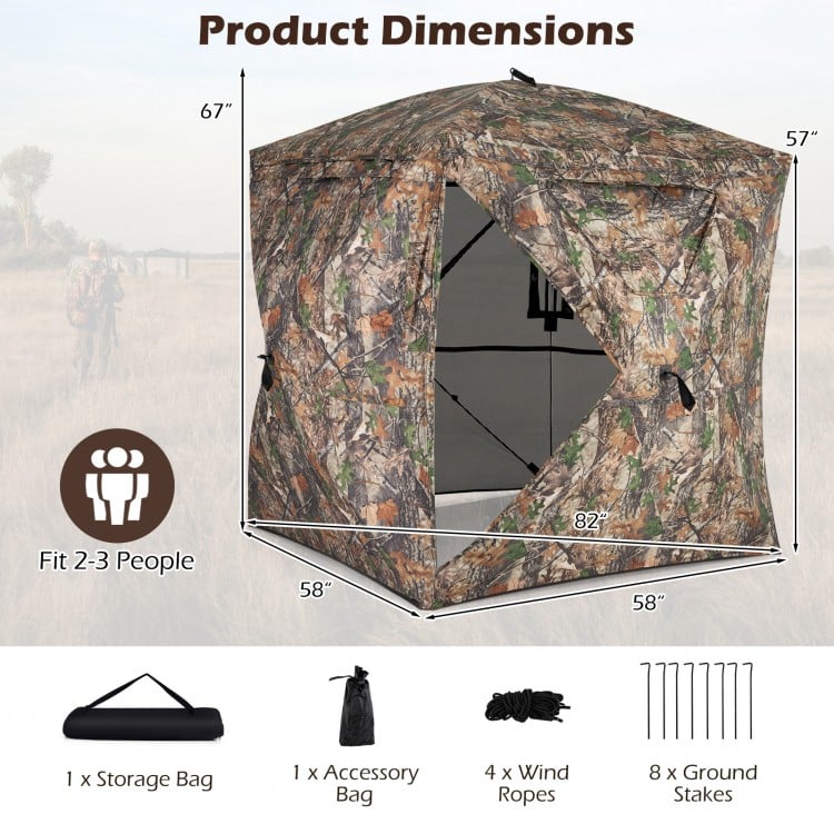 270° See Through Hunting Blind Tent with Silent Magnetic Door