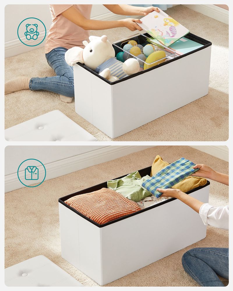 SONGMICS Folding Storage Ottoman Bench