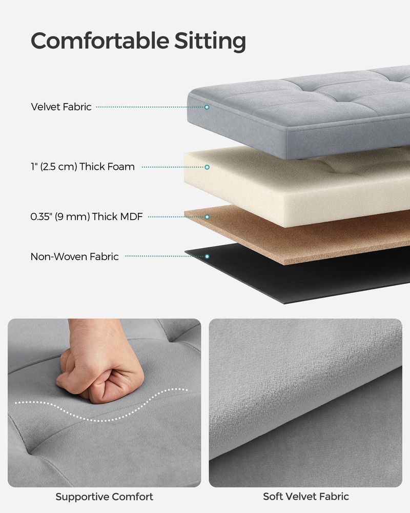 SONGMICS Storage Ottoman Bench with Storage Chest, Load up to 660 lb