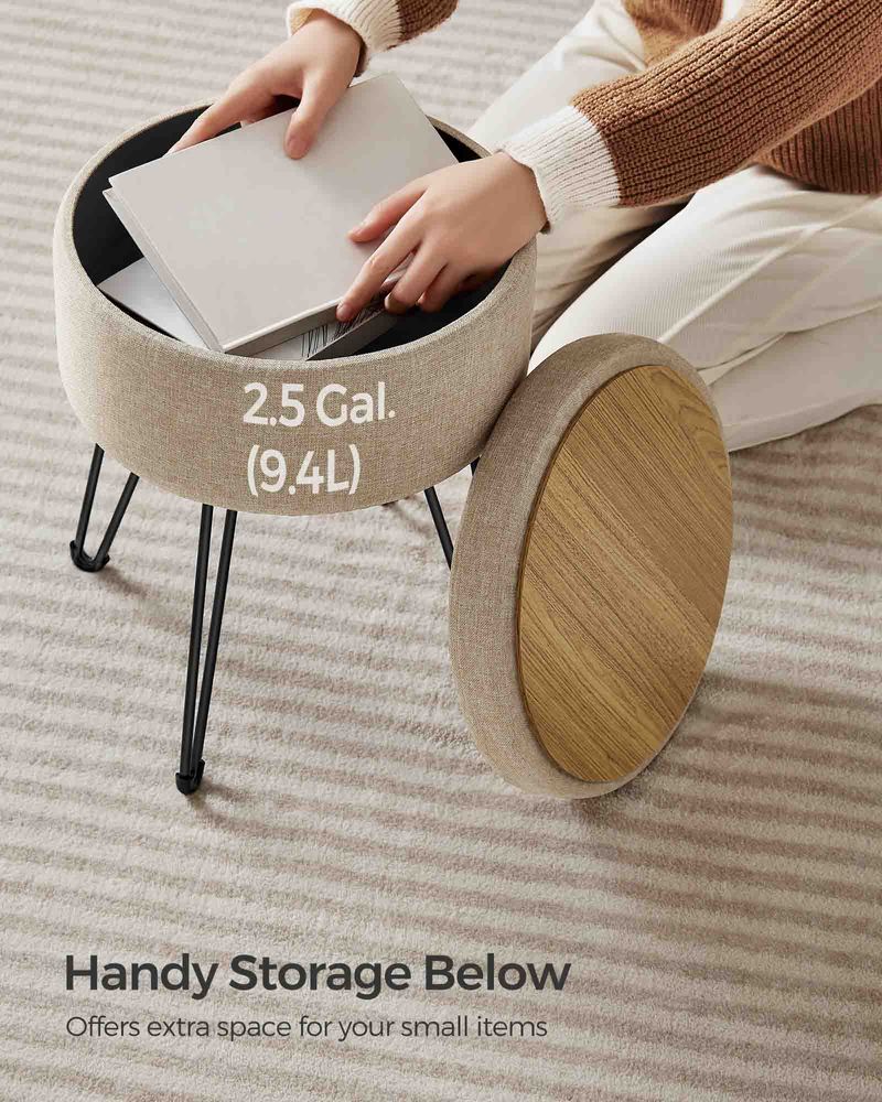 SONGMICS Small Ottoman Stool with Storage