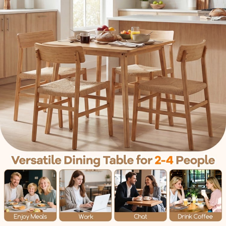 27.5 Inch Square Bamboo Dining Table for 2-4 People-Natural