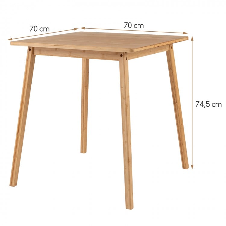 27.5 Inch Square Bamboo Dining Table for 2-4 People-Natural