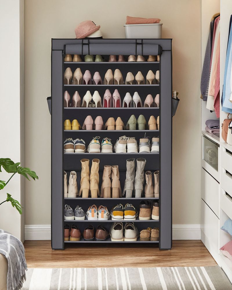 SONGMICS 9 Tier Shoe Rack with Nonwoven Fabric Cover