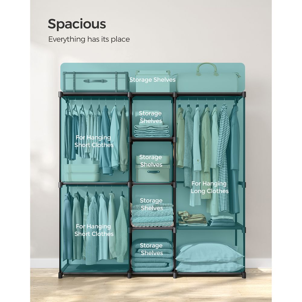 SONGMICS Freestanding Closet Organizer with Shelves, Hanging Rods