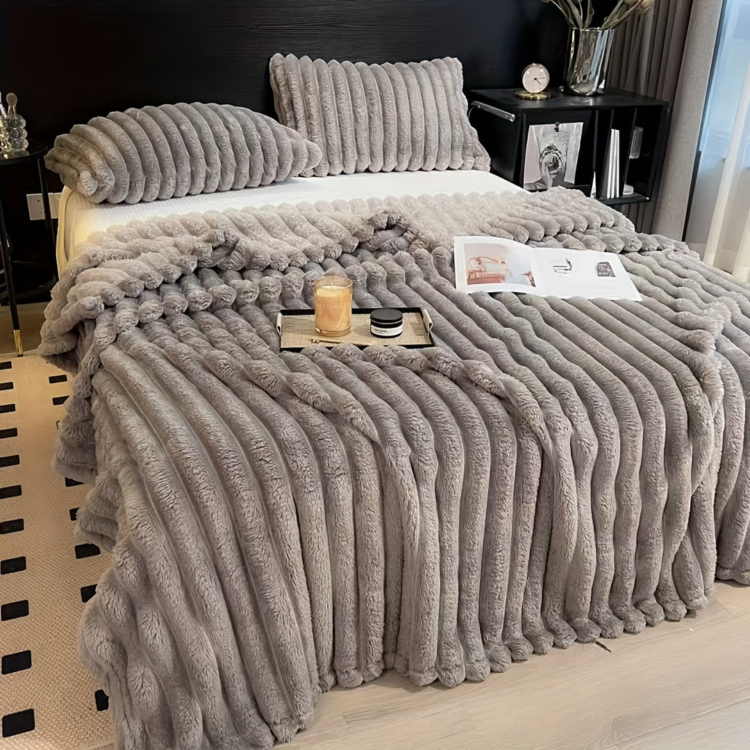 Soft Faux Rabbit Fur Luxurious Throw Blanket - Warm, Cozy