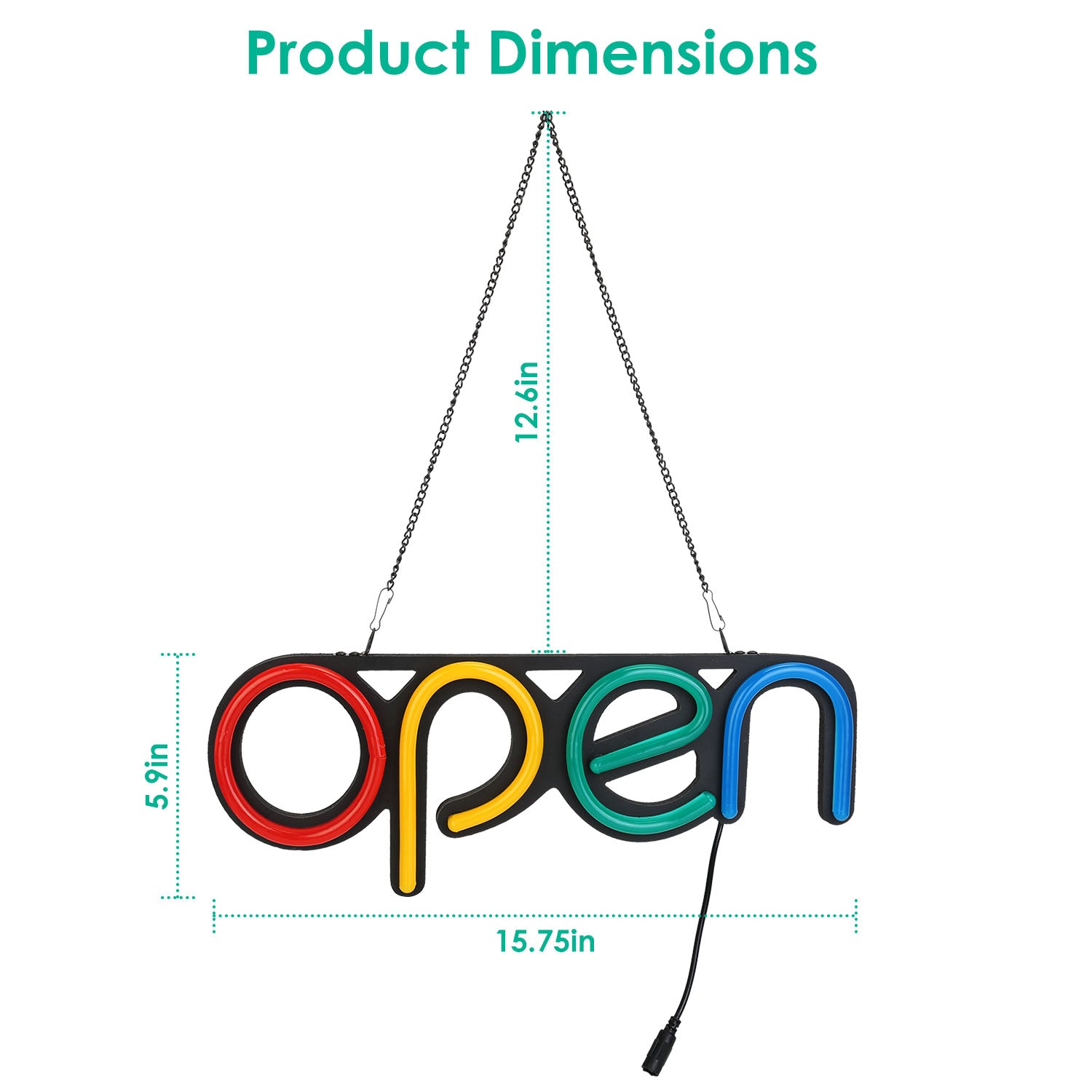 Neon Open Sign Light 15.75x6in Business Store Café Restaurant Bar Salon Commercial Lighting