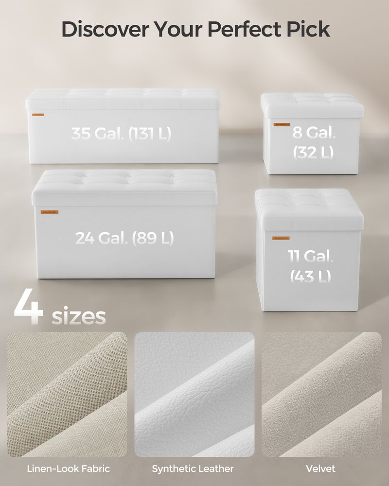 SONGMICS Folding Storage Ottoman Bench