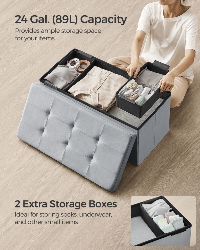 SONGMICS Storage Ottoman Bench with Storage Chest, Load up to 660 lb