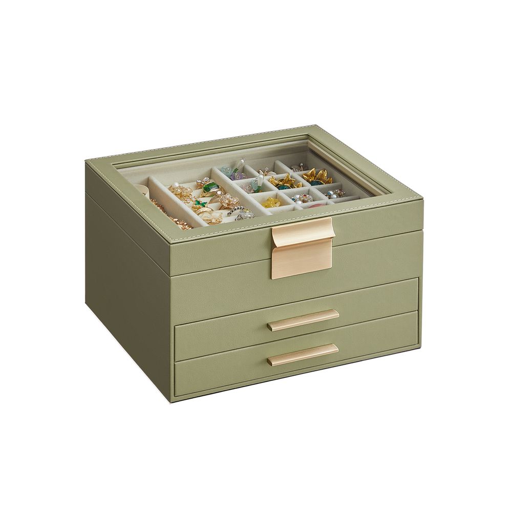 SONGMICS Jewelry Box with Glass Lid
