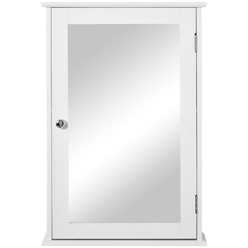 Bathroom Mirror Cabinet, Wall Mounted Medicine Cabinet with Door and Shelves, White