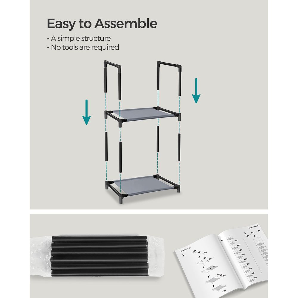 SONGMICS 10-Tier Shoe Shelf with Metal Frame